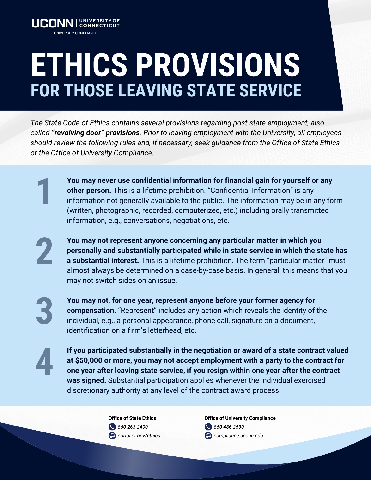 Ethics Provisions for those leaving state service